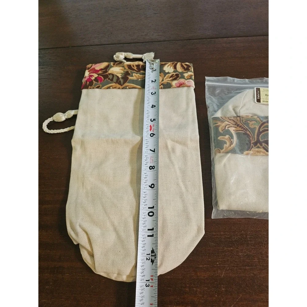 Longaberger Majolica Garden Fabric Wine Spirits Gift Bag Holder Set of 2
